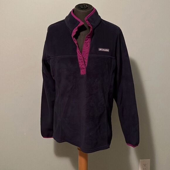 Columbia Women's Purple 1/4 Snap Long Sleeve Fleece Pullover Sweatshirt - Picture 1 of 8